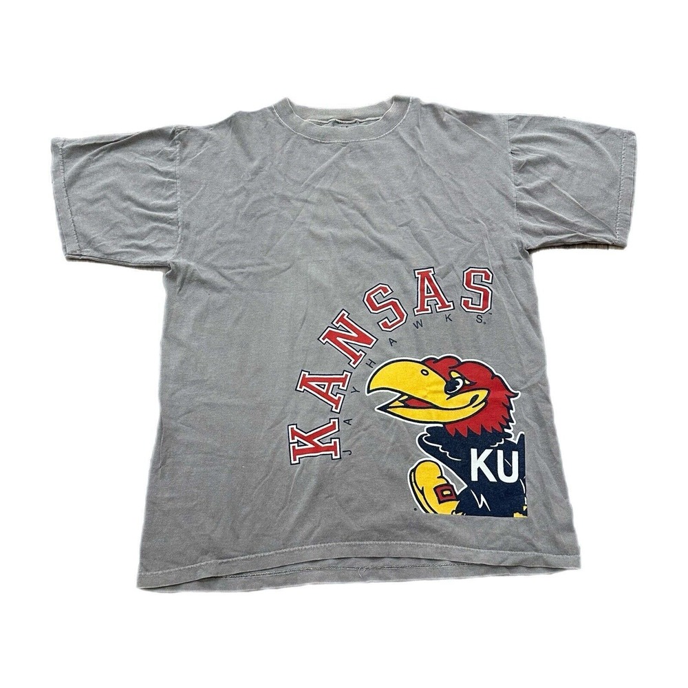 Vintage Kansas Jayhawks Mens Shirt‎ L Brown Cottton 90s